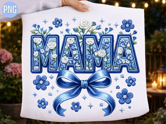 Blue Floral Mama Embroidery PNG T-SHIRT: A Seasonal Design Review