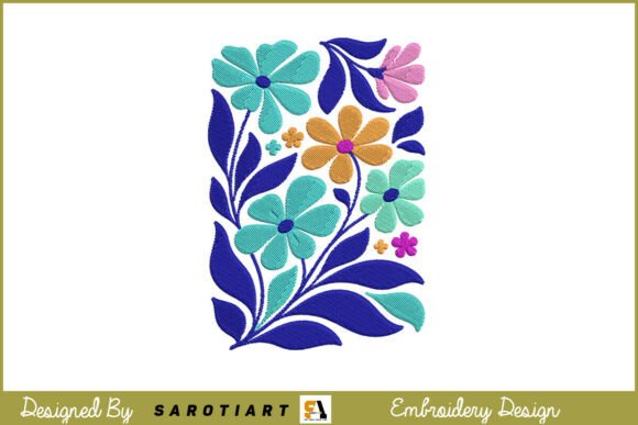 Cobalt Blue Garden Mural Embroidery