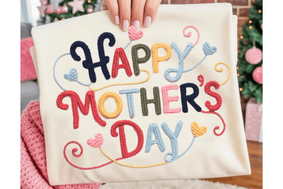 Faux Embroidery Happy Mother's Day PNG Review