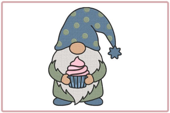 Funny Cupcake Gnome Embroidery Design: A Sweet Addition to Seasonal Collections