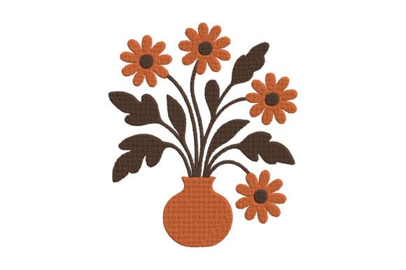 Orange Daisy Embroidery Design: A Seasonal Charm for Holiday Crafts