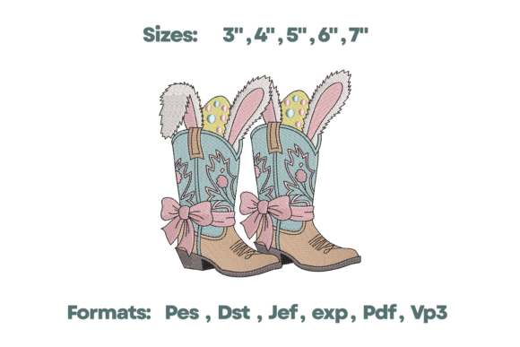 Teal Western Easter Boots Embroidery Design Review